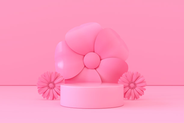 空产品站，平台，讲台与鲜花图片下载