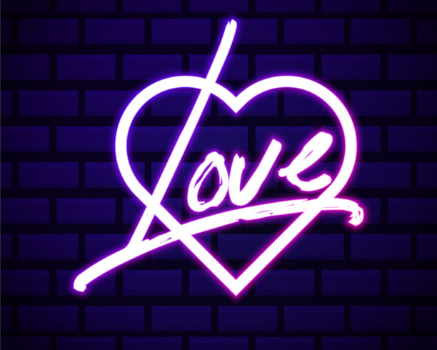 霓虹现实字爱为广告霓虹图片下载