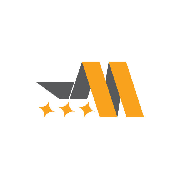 字母m简单的3d缎带星标志图片下载