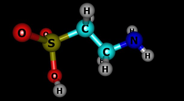 牛磺酸分子结构孤立在黑色上图片下载