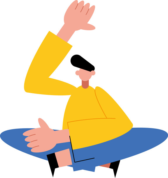 男士卡通坐着打招呼设计图片下载