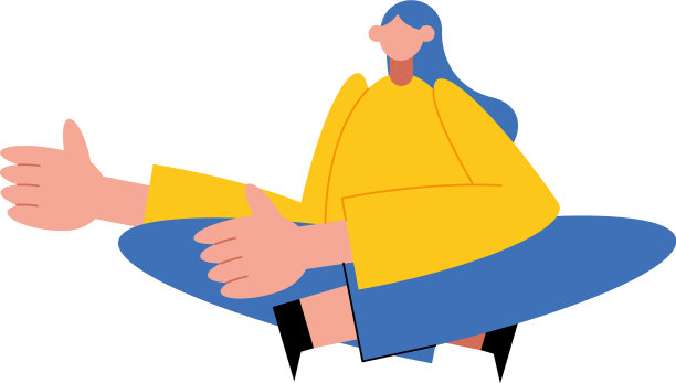 女人卡通坐着打招呼设计图片下载