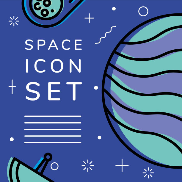 太空行星和图标集设计图片下载