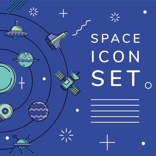 太空图标设置在轨道设计图片下载