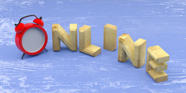 在线Word与时钟木制背景。3d渲染图片下载