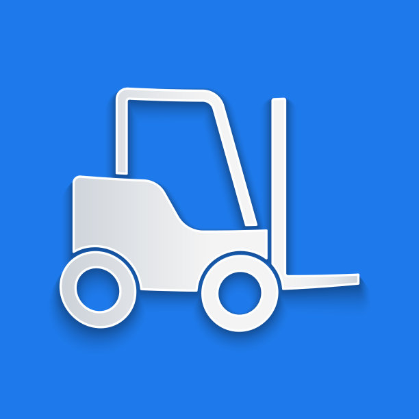 剪纸叉车图标孤立在蓝色图片下载