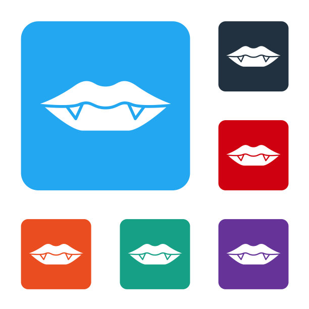 白色吸血鬼的牙齿图标孤立在白色图片下载