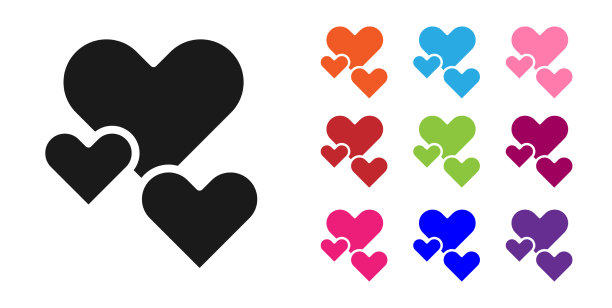 黑色的心图标孤立在白色的背景图片下载