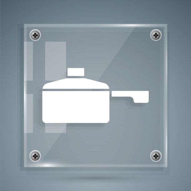 白色煎锅图标孤立在灰色背景图片下载