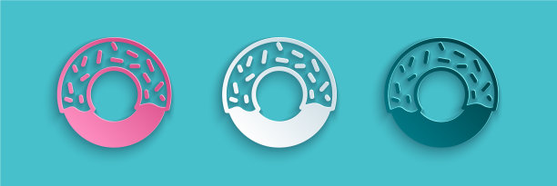 纸切甜甜圈用甜釉图标隔离上图片下载