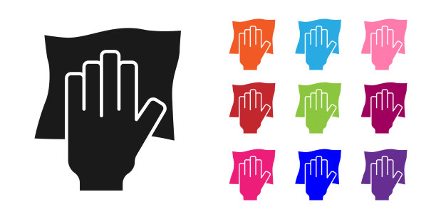 黑色清洁服务图标隔离在白色上图片下载