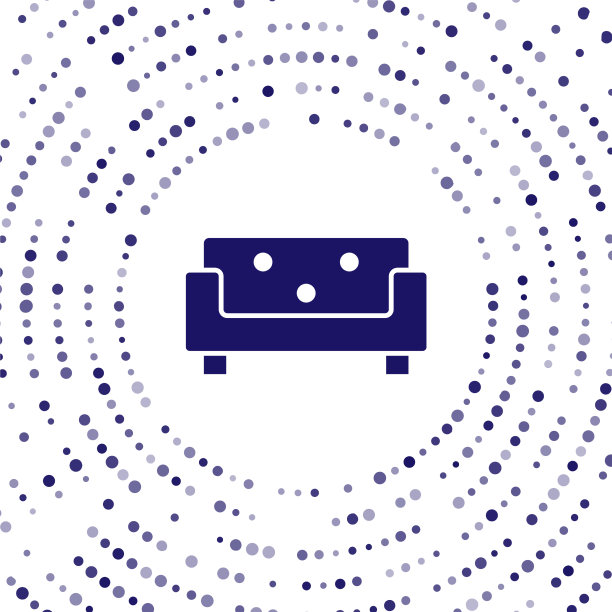 蓝色沙发图标孤立在白色背景图片下载