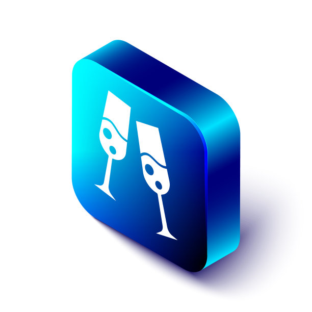 等距玻璃香槟图标隔离图片下载