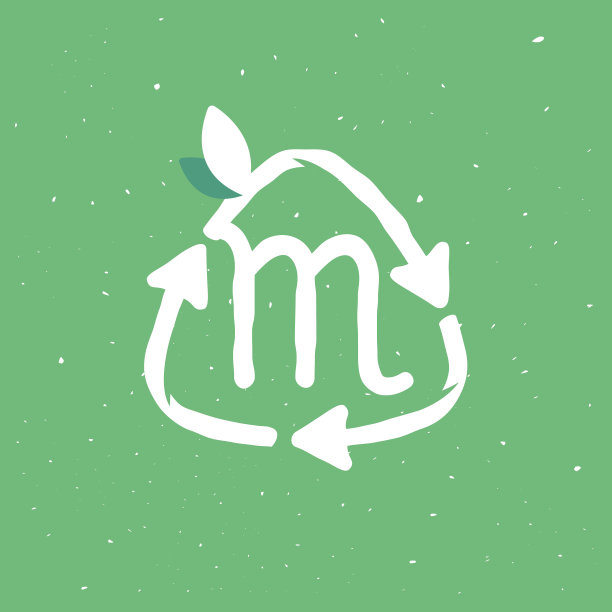 M字母内再利用标志在垃圾线性风格。图片下载