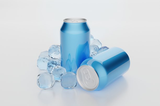 汽水或啤酒用不同大小的铝罐。金属罐饮料前视图的真实模型。三维演示图片下载