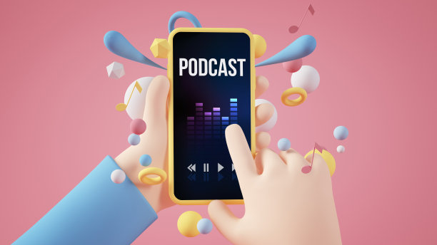 卡通手握黄色播客智能手机图片下载