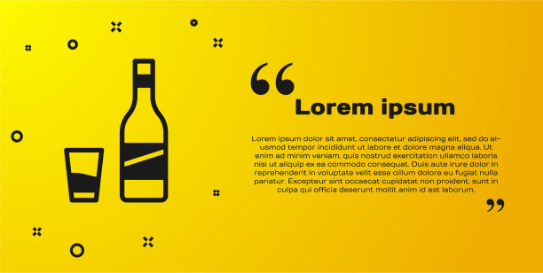 黑瓶伏特加与玻璃图标隔离图片下载