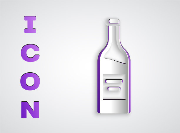 剪纸瓶酒图标孤立在灰色图片下载