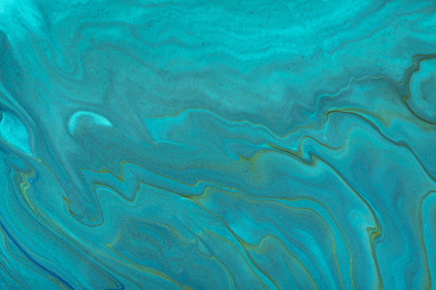 抽象流体艺术背景深蓝色和绿松石色。液体的大理石。丙烯画与青色梯度。图片下载