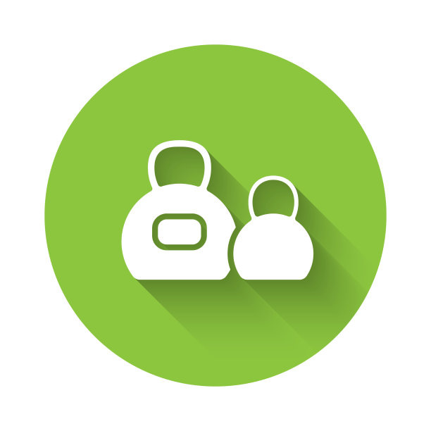 白色壶铃图标孤立与长影子图片下载