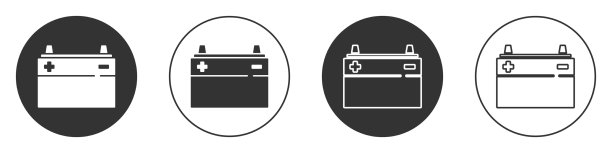 黑色汽车电池图标孤立在白色上图片下载