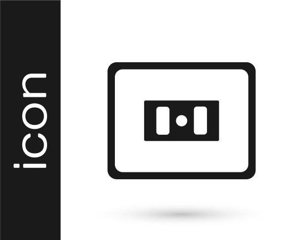 黑色插座图标隔离在白色上图片下载