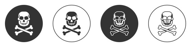 黑头骨在交叉骨头图标孤立在白色图片下载