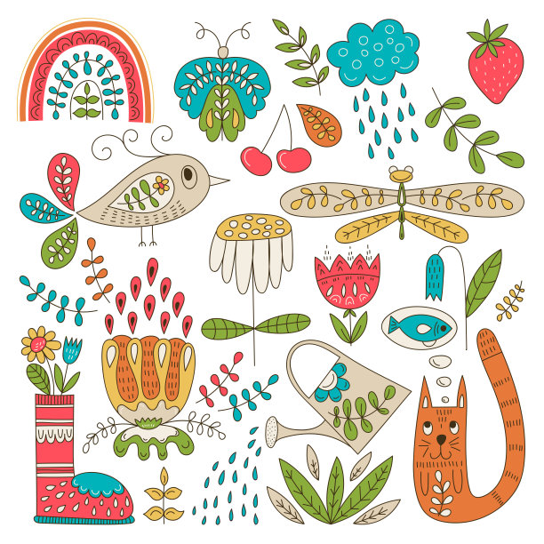 向量春天明亮设计元素。图片下载