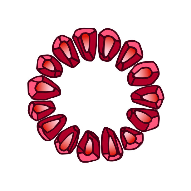 红石榴皮瓜子圈，花型图案，用于菜单装饰，果汁水果图片下载