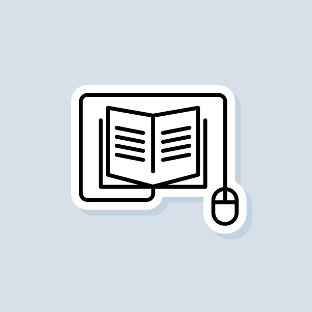 远程教育，电子书标志，图标，贴纸。向量。在线教育或远程考试横幅。在线课程在家学习，在线学习。矢量在孤立的背景。每股收益10图片下载