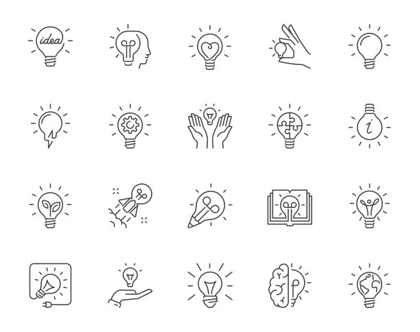 象征思想的简单线性图标图片下载
