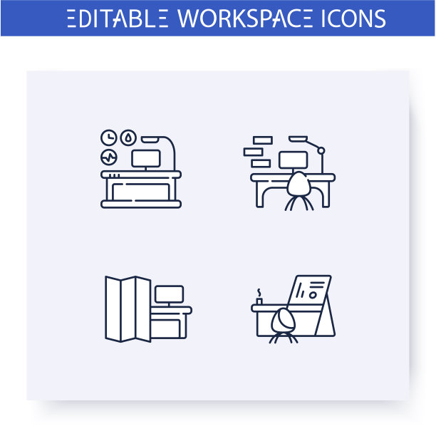 未来办公室创新线图标集图片下载