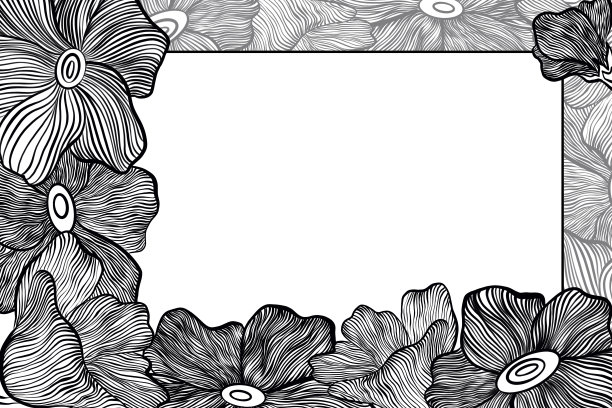 黑色和白色手绘方形框架与地方的文本图片下载