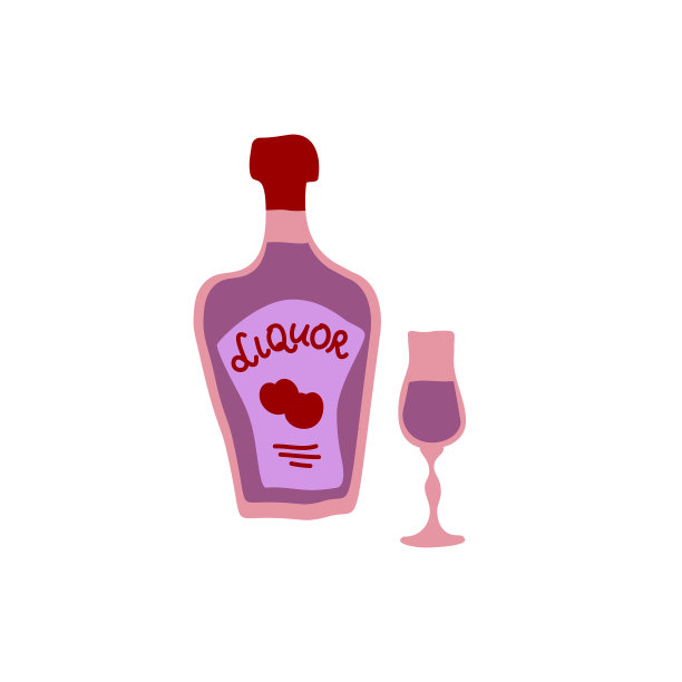 白色背景上的酒瓶和小酒杯图片下载