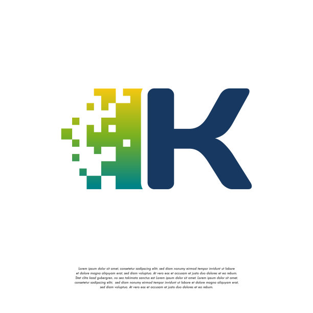 K初始技术标志矢量，酷初始像素标志模板矢量图片下载