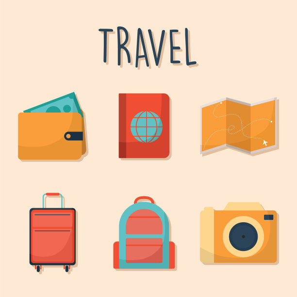 带有旅行图标的旅行字体图片下载