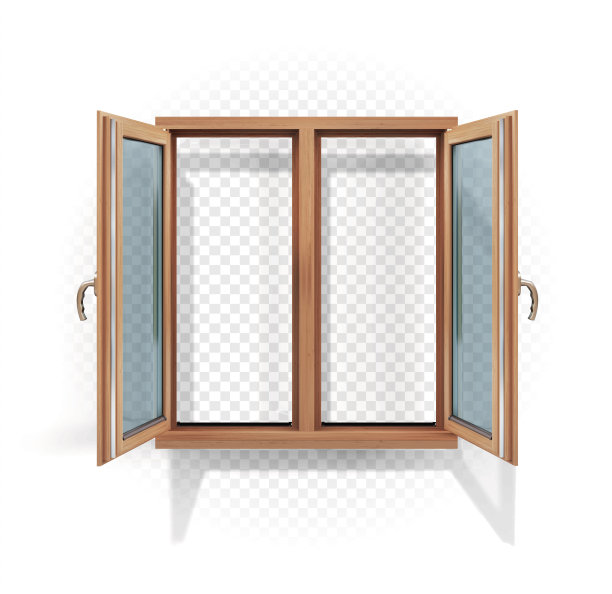 木敞开的窗户。矢量插图上透明的背景。图片下载