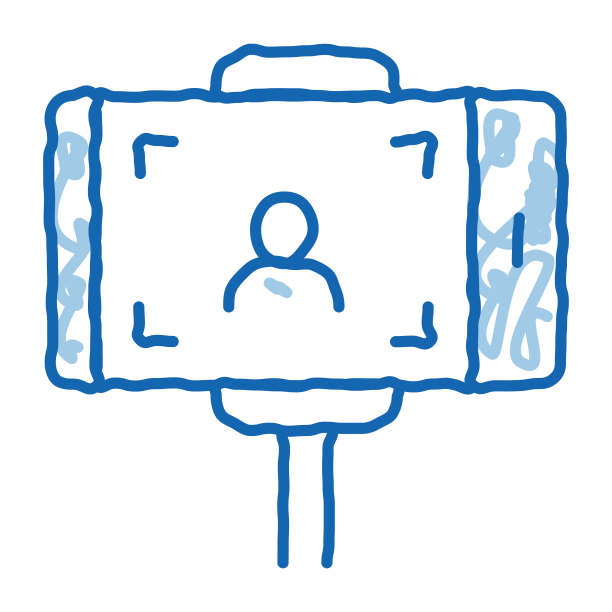 照片使用自拍杆涂鸦图标手绘插图图片下载