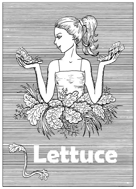 年轻漂亮的女人拿着莴苣图片下载