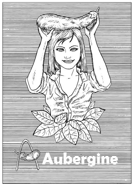 年轻漂亮的女人拿着茄子图片下载