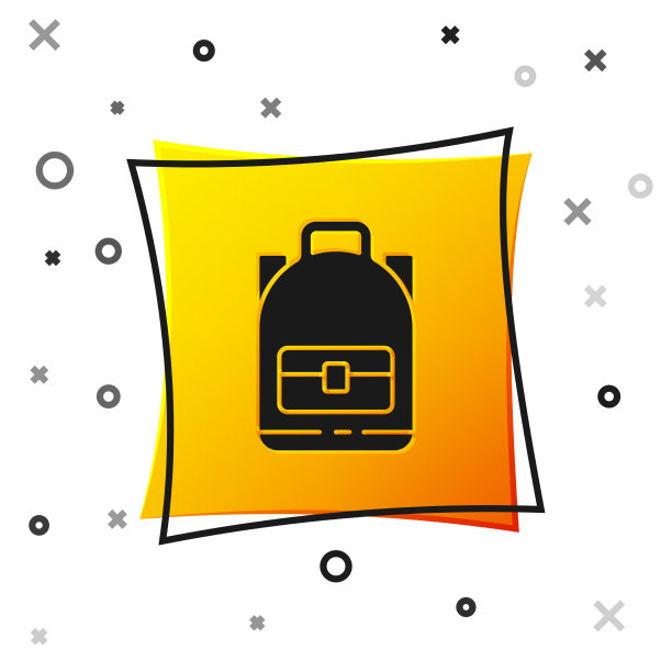 黑色徒步背包图标孤立在白色图片下载