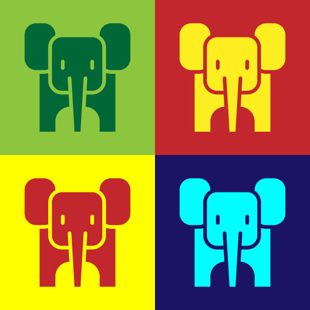 波普艺术大象图标孤立的颜色背景图片下载
