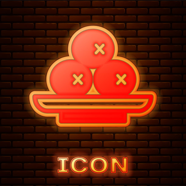 发光的霓虹灯橄榄盘图标孤立图片下载