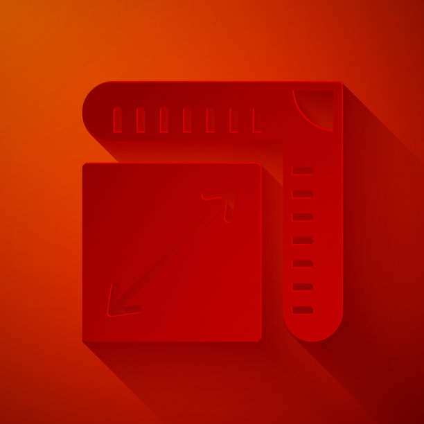 纸切割纸大小图标孤立在红色上图片下载