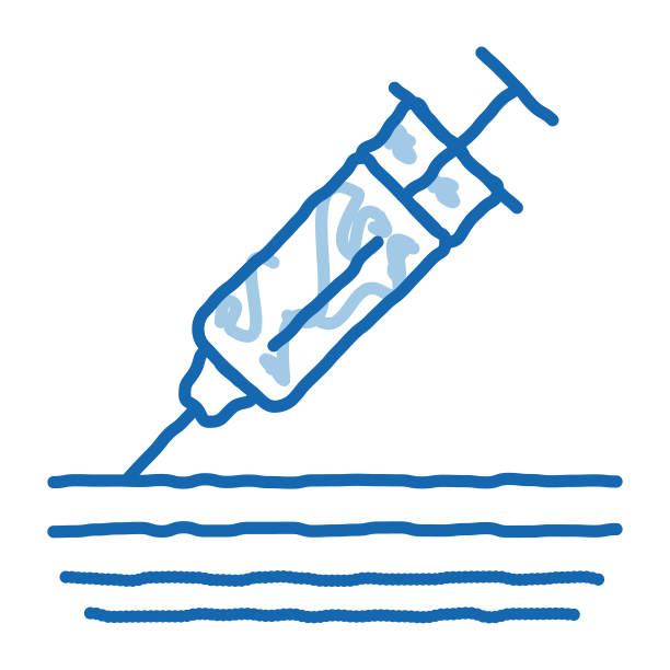 注射注射器下皮肤图标矢量大纲插图图片下载