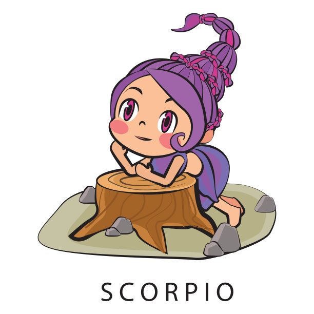 天蝎座十二宫占星人物矢量插图图片下载