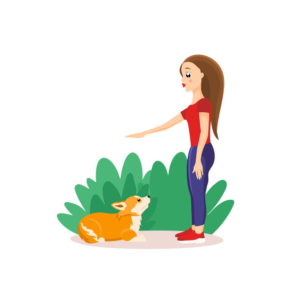 女孩对她的宠物下命令图片下载