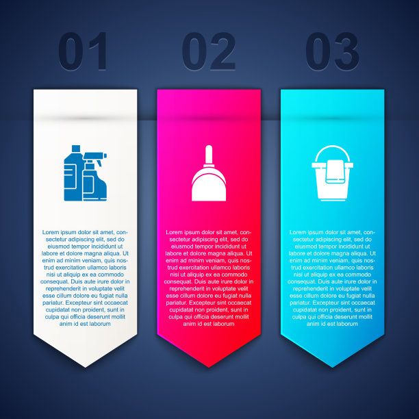 设置清洁剂瓶、簸箕和水桶图片下载