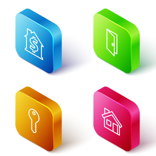 设置等距线房子与美元符号图片下载