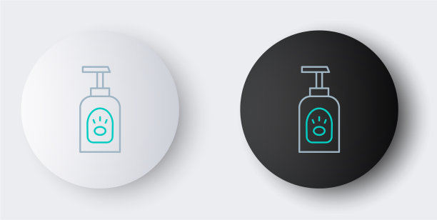 线宠物洗发水图标孤立在灰色背景图片下载